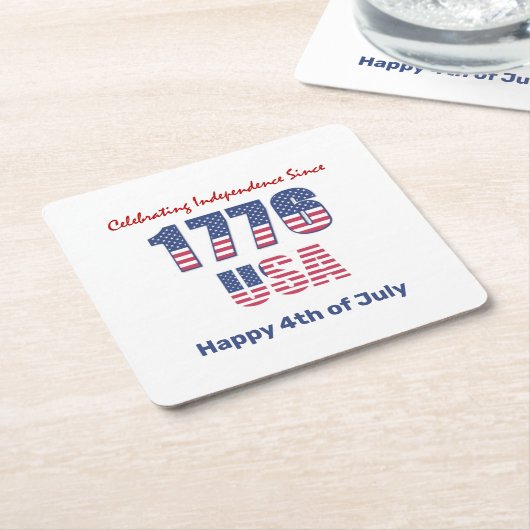 Patriottisch rood wit en blauw op 4 juli kartonnen onderzetters (Schuin)