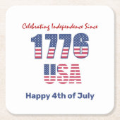 Patriottisch rood wit en blauw op 4 juli kartonnen onderzetters (Voorkant)