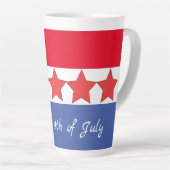 Patriottisch rood wit en blauw op 4 juli latte mok (Rechterhoek)