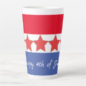 Patriottisch rood wit en blauw op 4 juli latte mok (Voorkant)