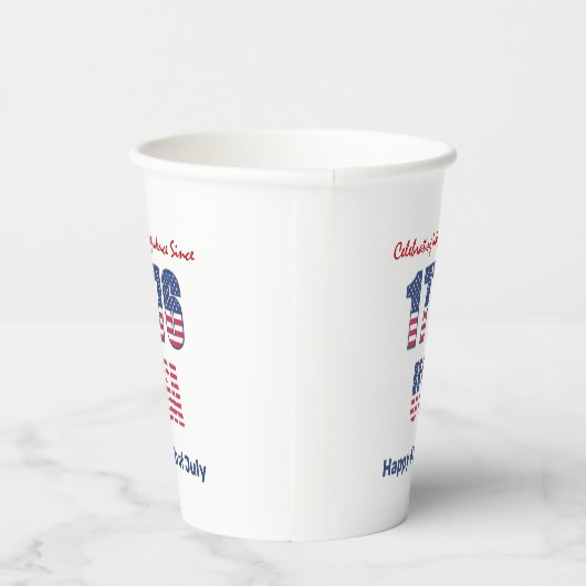 Patriottisch rood wit en blauw op 4 juli papieren bekers (Rechts)