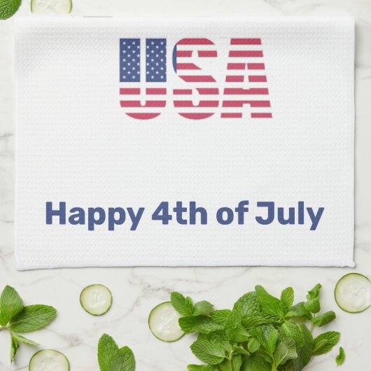 Patriottisch rood wit en blauw op 4 juli theedoek (Gevouwen)