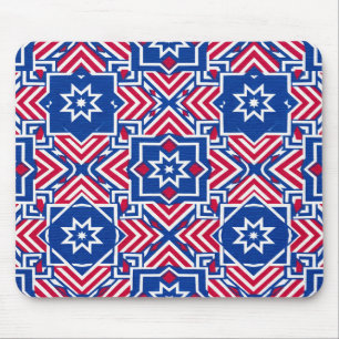 Patriottisch rood wit en blauw patroon muismat