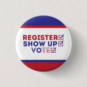 Patriottisch rood, wit en blauw ronde button 3,2 cm (Voorkant)