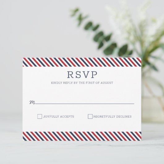 Patriottisch rood wit en blauw RSVP (Staand voorkant)