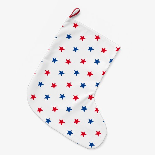 Patriottisch rood wit en blauw sterrenpatroon grote kerstsok (Voorkant (Hangend))