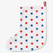 Patriottisch rood wit en blauw sterrenpatroon grote kerstsok (Achterkant)