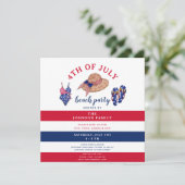 Patriottisch rood wit en blauw strand Partij 4 jul Kaart (Staand voorkant)