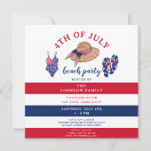 Patriottisch rood wit en blauw strand Partij 4 jul Kaart (Voorkant)
