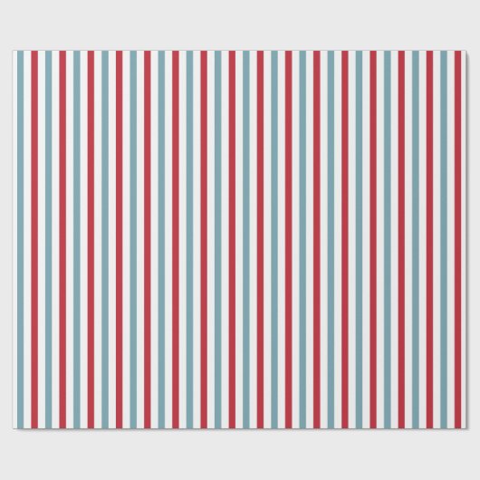 Patriottisch rood wit en blauw Stripe patroon Cadeaupapier (Vlak)