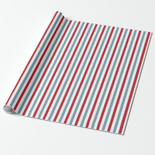 Patriottisch rood wit en blauw Stripe patroon Cadeaupapier