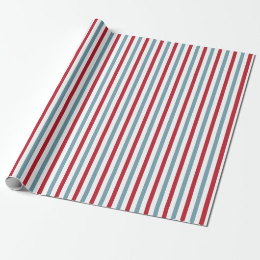 Patriottisch rood wit en blauw Stripe patroon Cadeaupapier (Uitgerold)