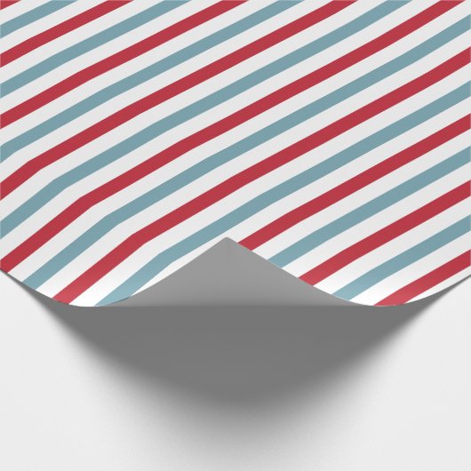 Patriottisch rood wit en blauw Stripe patroon Cadeaupapier (Hoek)