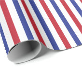Patriottisch rood wit en blauw Stripe patroon Cadeaupapier (Rol Hoek)