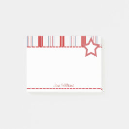 Patriottisch rood wit en blauw Stripes Patroon Post-it® Notes