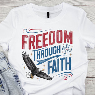 Patriottisch rood, wit en blauw verdrietig geloof t-shirt