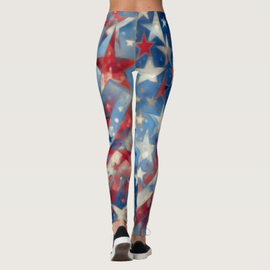 Patriottisch Rood, Wit en Blauw Vierde van juli Leggings (Achterkant)