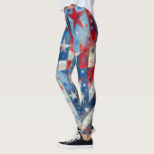 Patriottisch Rood, Wit en Blauw Vierde van juli Leggings (Links)