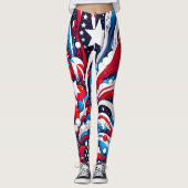 Patriottisch Rood, Wit en Blauw Vierde van juli Leggings (Voorkant)