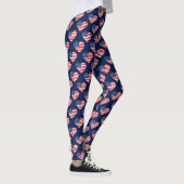 Patriottisch rood, wit en blauw Vlag Harten Leggin Leggings (Rechts)