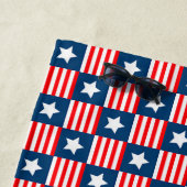 Patriottisch rood, wit en blauw Vlag Patroon Strandlaken (In situ)
