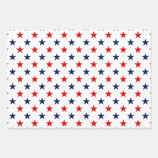 Patriottisch rood, wit en blauw Vlag Stars Patroon Inpakpapier Vel (Voorkant 2)