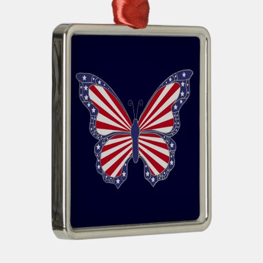 Patriottisch rood wit en blauw vlinder Ornament (Rechts)
