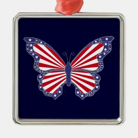 Patriottisch rood wit en blauw vlinder Ornament (Voorkant)