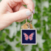 Patriottisch rood wit en blauw vlindervet Sleutelh Sleutelhanger (Hand)