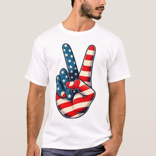 Patriottisch Rood, Wit en Blauw Vredesbord T-shirt (Voorkant)