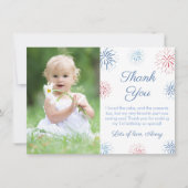 Patriottisch rood wit en blauw vuurwerk Afbeelding Bedankkaart (Voorkant)