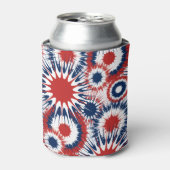 Patriottisch rood wit en blauw vuurwerk blikjeskoeler (Blikje Voorkant)