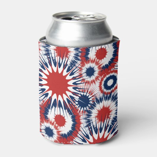 Patriottisch rood wit en blauw vuurwerk blikjeskoeler (Blikje Voorkant)