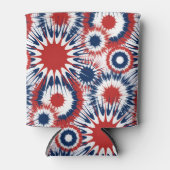 Patriottisch rood wit en blauw vuurwerk blikjeskoeler (Voorkant)