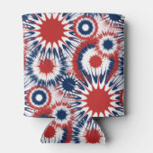 Patriottisch rood wit en blauw vuurwerk blikjeskoeler (Achterkant)