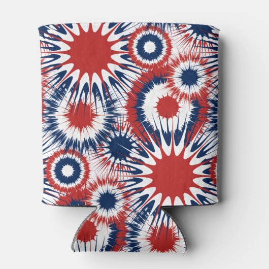 Patriottisch rood wit en blauw vuurwerk blikjeskoeler (Achterkant)