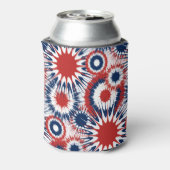 Patriottisch rood wit en blauw vuurwerk blikjeskoeler (Blikje Achterkant)