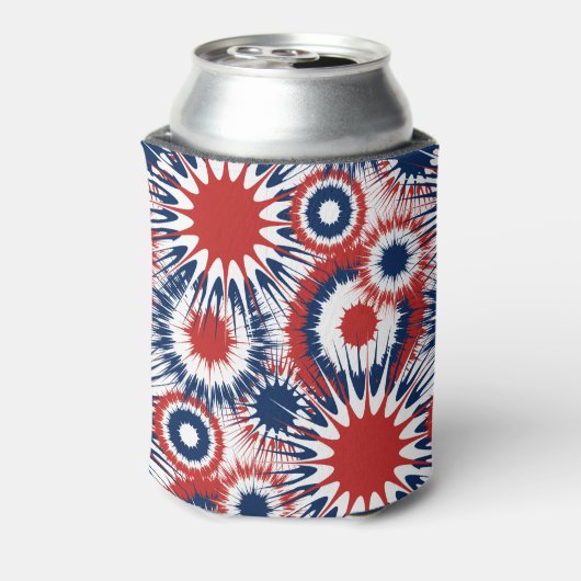 Patriottisch rood wit en blauw vuurwerk blikjeskoeler (Blikje Achterkant)