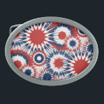 Patriottisch rood wit en blauw vuurwerk gesp<br><div class="desc">Maak een gedurfde patriottische verklaring met deze Made in the USA riemgesp, met een explosief rood, wit en blauw barstpatroon geïnspireerd op het vuurwerk van de vierde juli. Het dynamische ontwerp vangt de energie en opwinding van Amerikaanse feesten, waardoor dit het perfecte accessoire is voor patriottische feestdagen, countryconcerten, rodeo's of...</div>