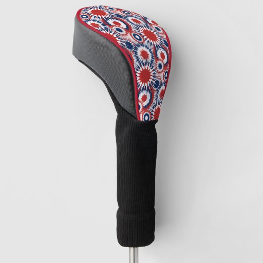 Patriottisch rood wit en blauw vuurwerk golfheadcover (Schuin)