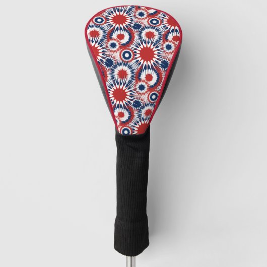 Patriottisch rood wit en blauw vuurwerk golfheadcover (Voorkant)