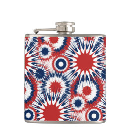 Patriottisch rood wit en blauw vuurwerk heupfles