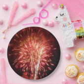 Patriottisch rood, wit en blauw vuurwerk II Papieren Bordje (Feest)