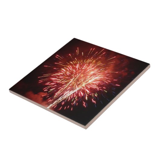Patriottisch rood, wit en blauw vuurwerk II Tegeltje (Zijkant)