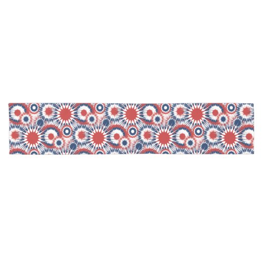 Patriottisch rood wit en blauw vuurwerk korte tafelloper (Horizontaal)