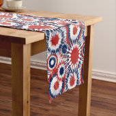 Patriottisch rood wit en blauw vuurwerk korte tafelloper (Voorbeeld)