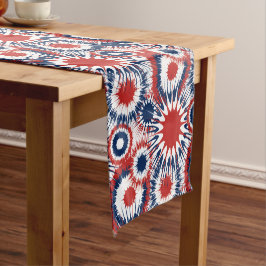 Patriottisch rood wit en blauw vuurwerk korte tafelloper