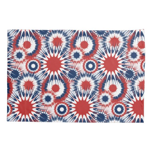 Patriottisch rood wit en blauw vuurwerk kussensloop (Achterkant-Links)