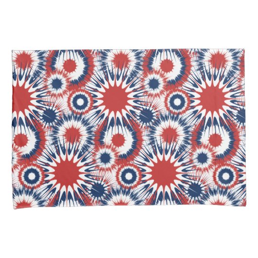Patriottisch rood wit en blauw vuurwerk kussensloop (Voorkant-Rechts)