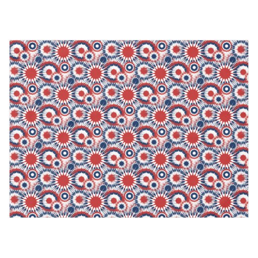 Patriottisch rood wit en blauw vuurwerk tafelkleed (Voorkant (Horizontaal))
